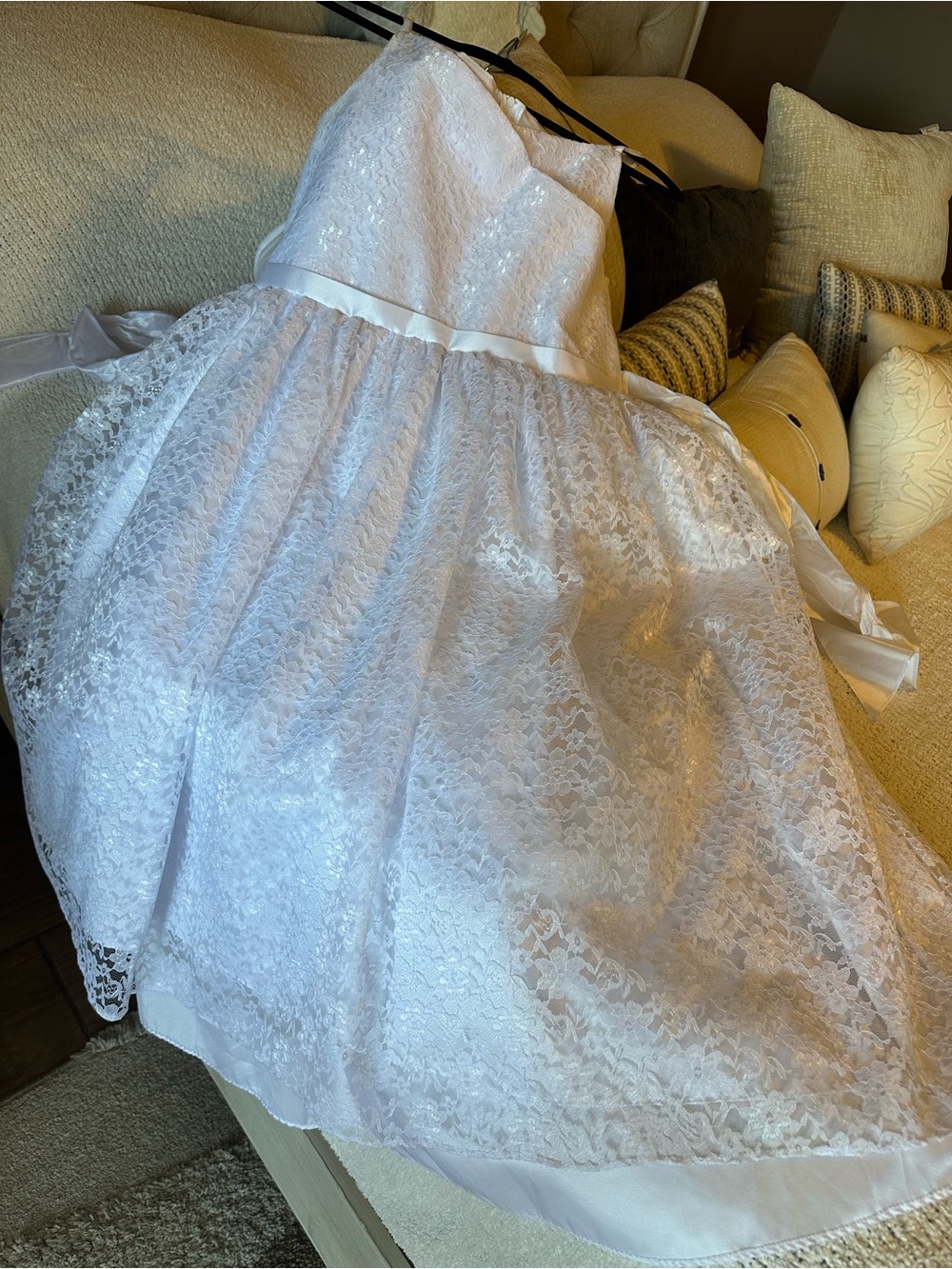 White Lace Tulle Formal Dress